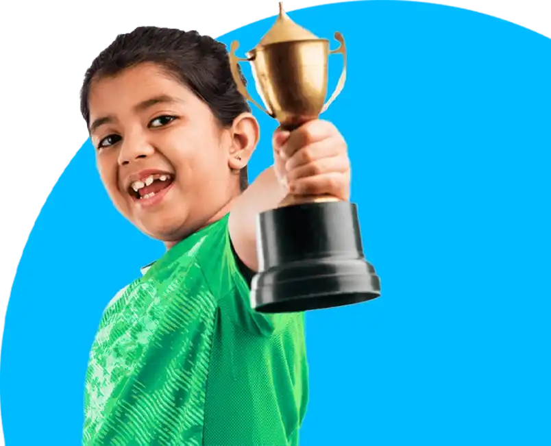 Child holding trophy